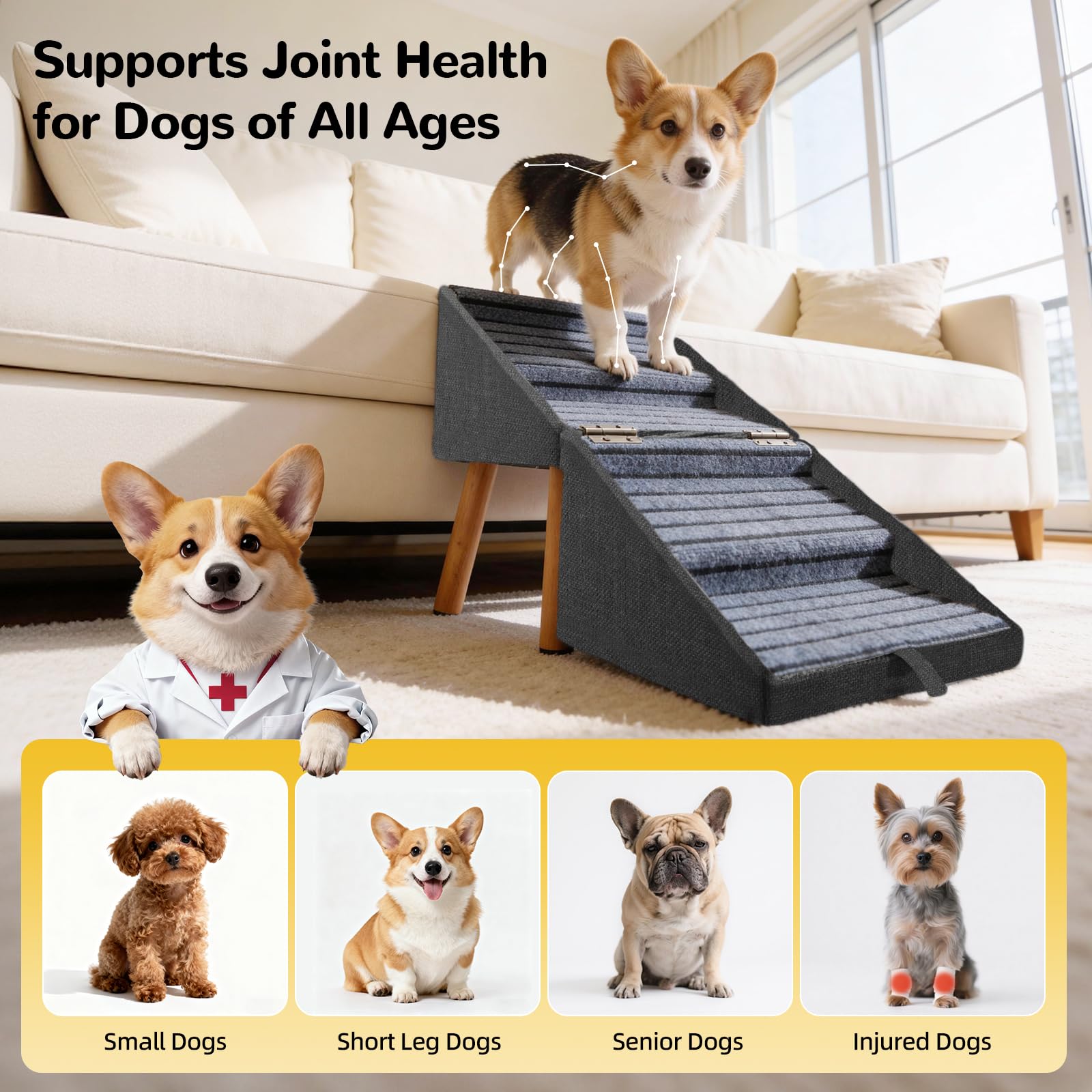 2-in-1 Foldable Dog Ramp Ottoman